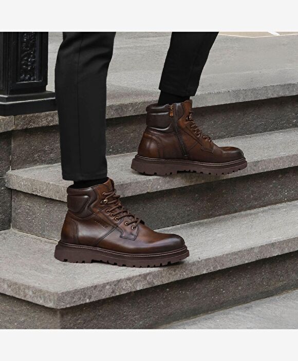 Erkek Kahverengi Hakiki Deri Günlük Bot