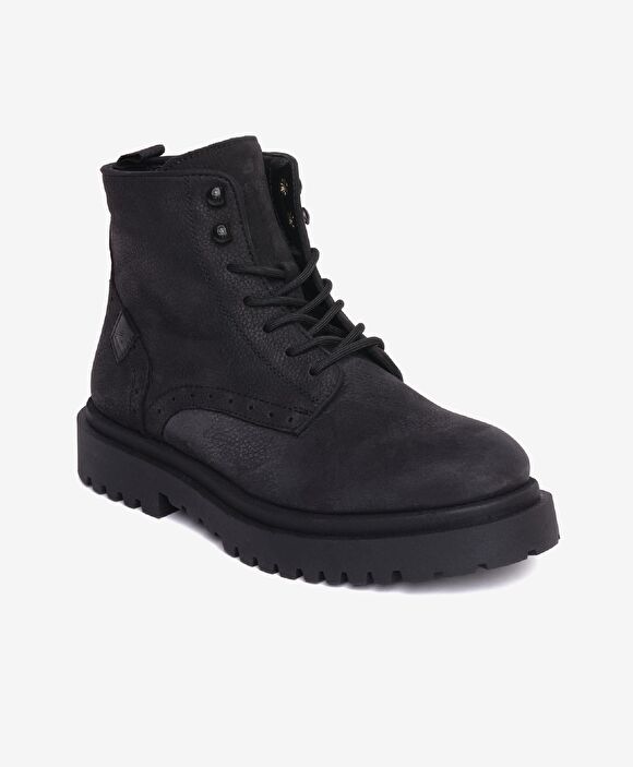 Erkek Siyah Hakiki Deri Klasik Bot