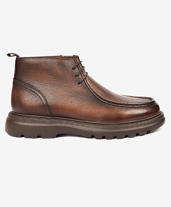 Erkek Kahverengi Hakiki Deri Klasik Bot