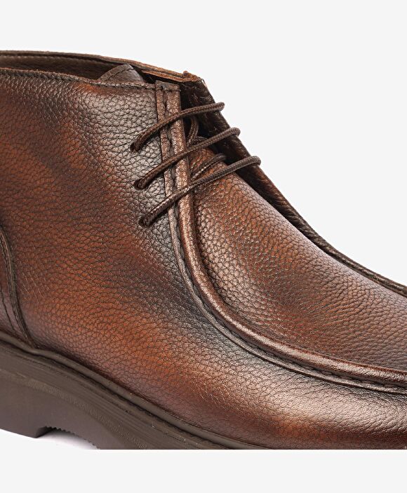Erkek Kahverengi Hakiki Deri Klasik Bot
