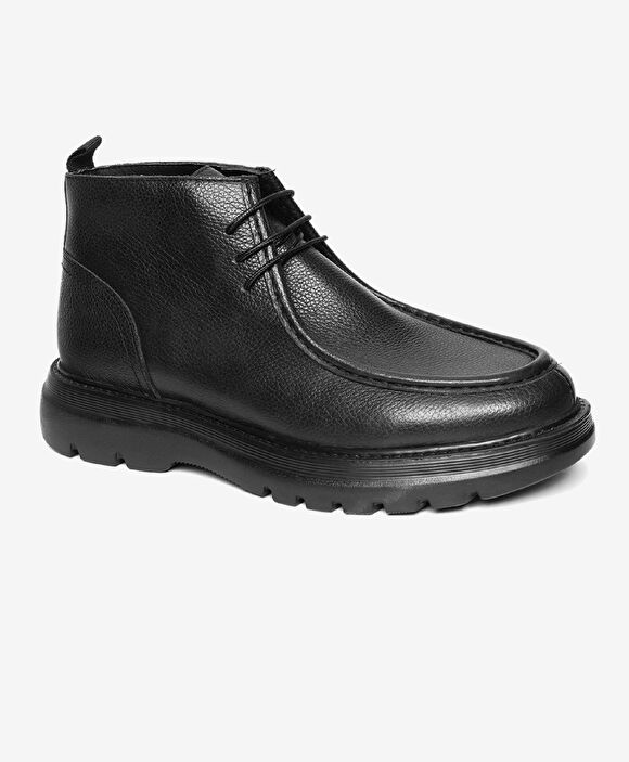 Erkek Siyah Hakiki Deri Klasik Bot