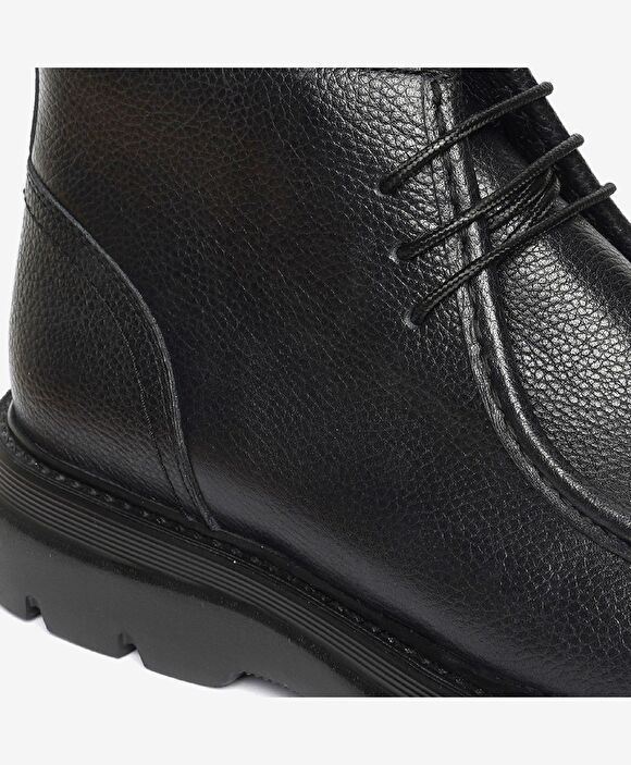 Erkek Siyah Hakiki Deri Klasik Bot