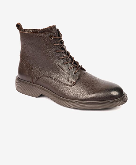 Erkek Kahverengi Hakiki Deri Klasik Bot