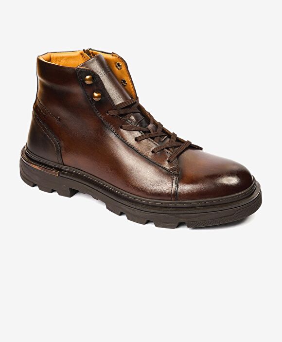 Erkek Kahverengi Hakiki Deri Günlük Bot