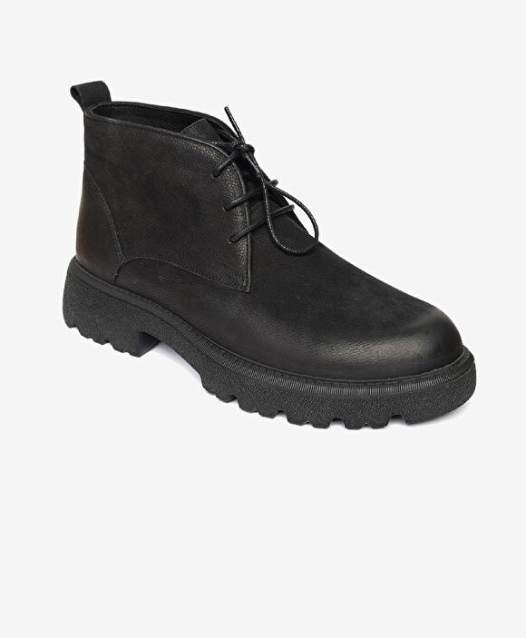 Erkek Siyah Nubuk Hakiki Deri Casual Bot