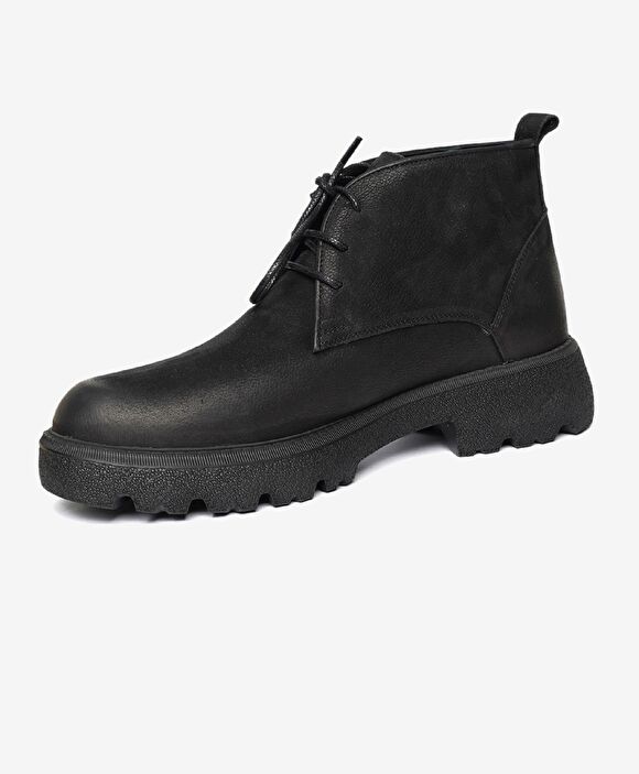 Erkek Siyah Nubuk Hakiki Deri Casual Bot