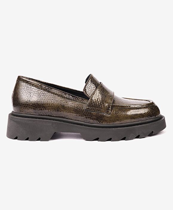 Kadın Siyah Hakiki Deri Memory Foam Taban Loafer Ayakkabı
