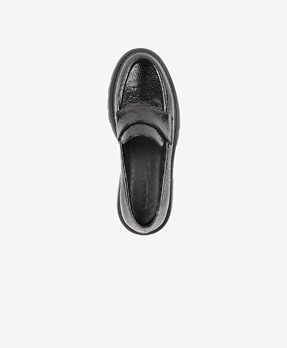 Kadın Siyah Hakiki Deri Memory Foam Taban Loafer Ayakkabı