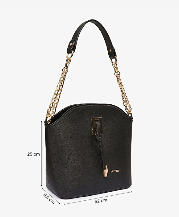 Kadın Siyah 3 Bölmeli Omuz Çantası