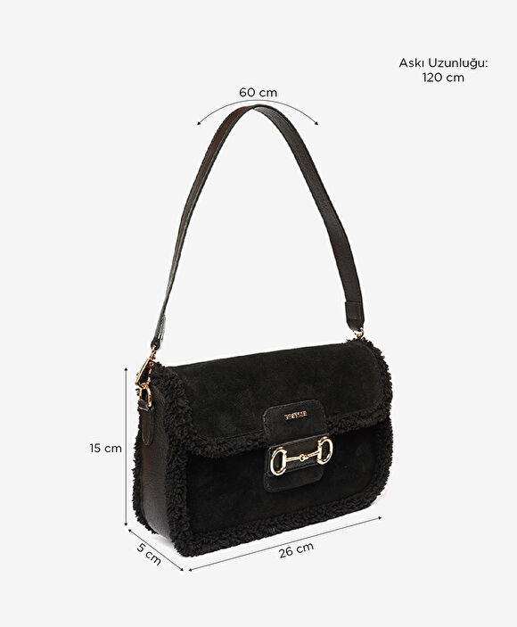 Kadın Siyah Mıknatıslı Omuz Çantası