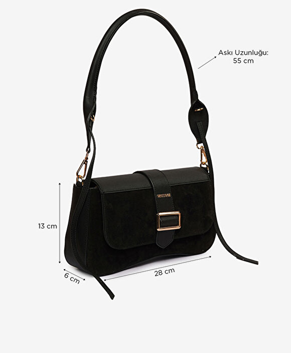 Kadın Siyah Mıknatıslı Omuz Çantası