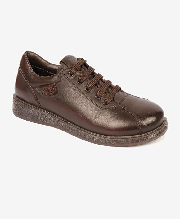 Kadın Kahverengi Hakiki Deri Memory Foam Taban Comfort Ayakkabı