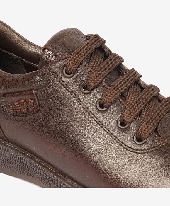 Kadın Kahverengi Hakiki Deri Memory Foam Taban Comfort Ayakkabı