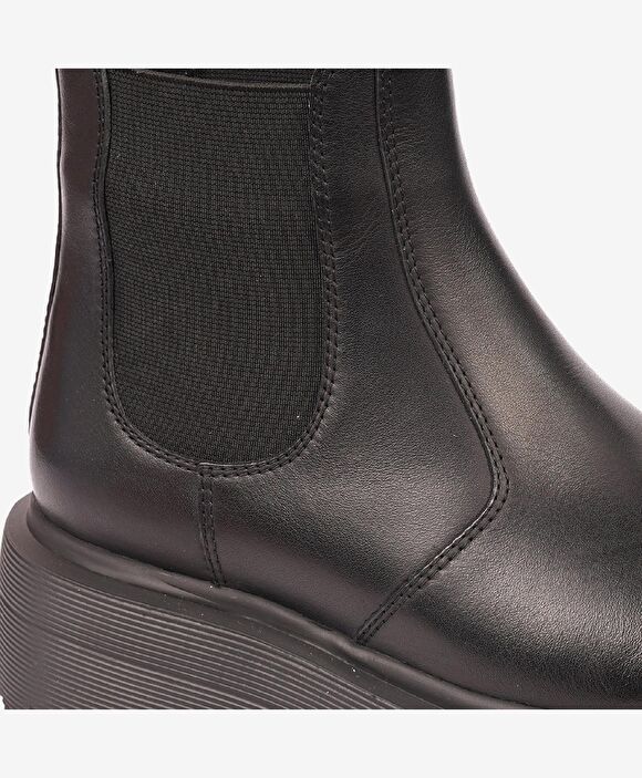 Kadın Siyah Hakiki Deri Memory Foam Taban Chelsea Bot