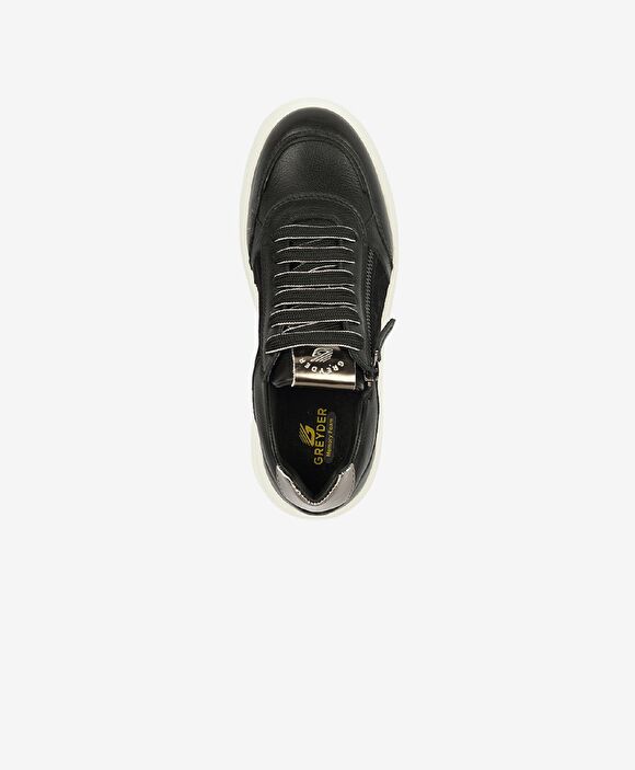 Kadın Siyah Hakiki Deri Memory Foam Taban Spor Ayakkabı