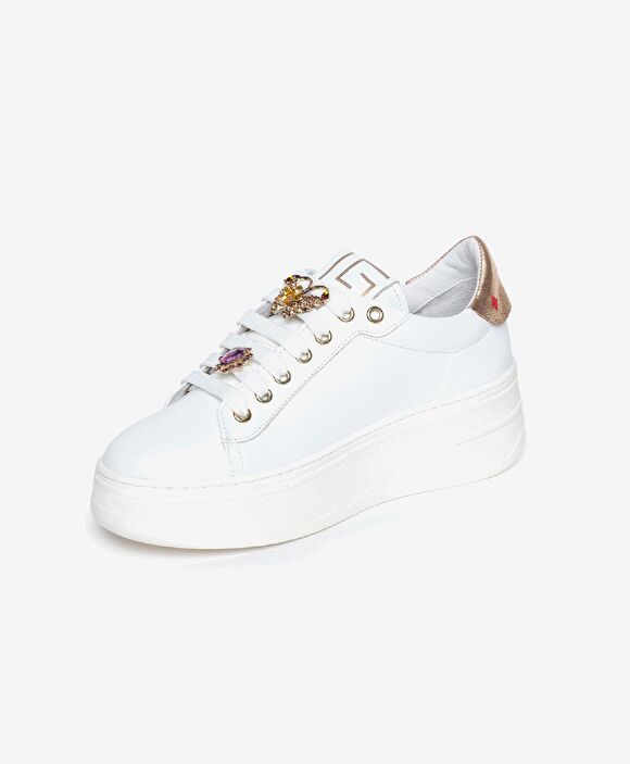 Kadın Beyaz Leopar Hakiki Deri Sneaker Ayakkabı