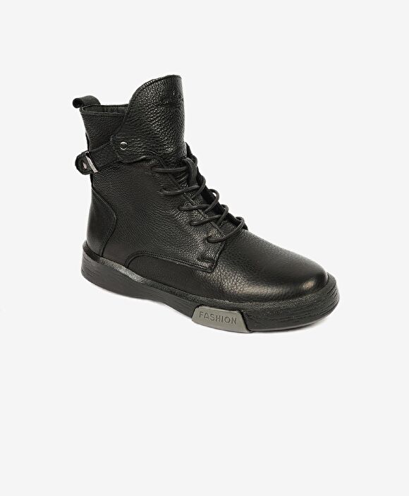 Kadın Siyah Hakiki Deri Sneaker Bot