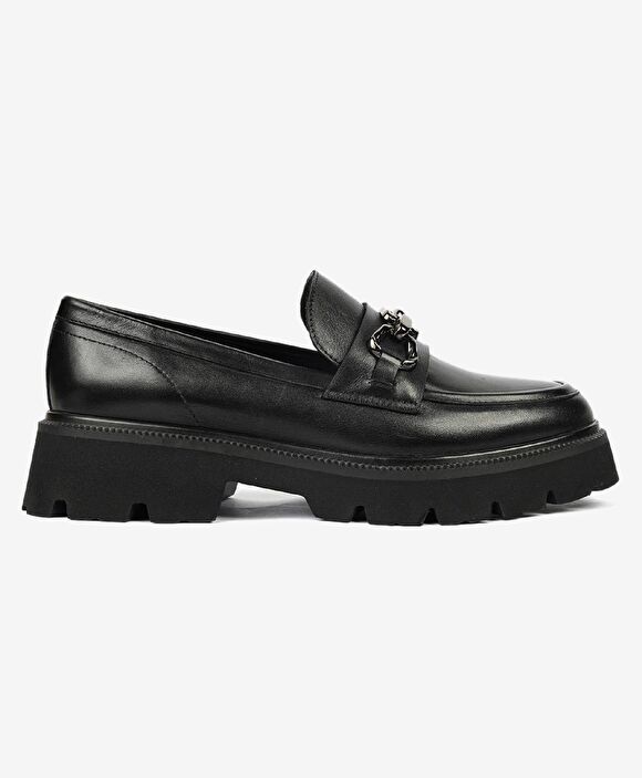 Kadın Siyah Hakiki Deri Loafer Ayakkabı