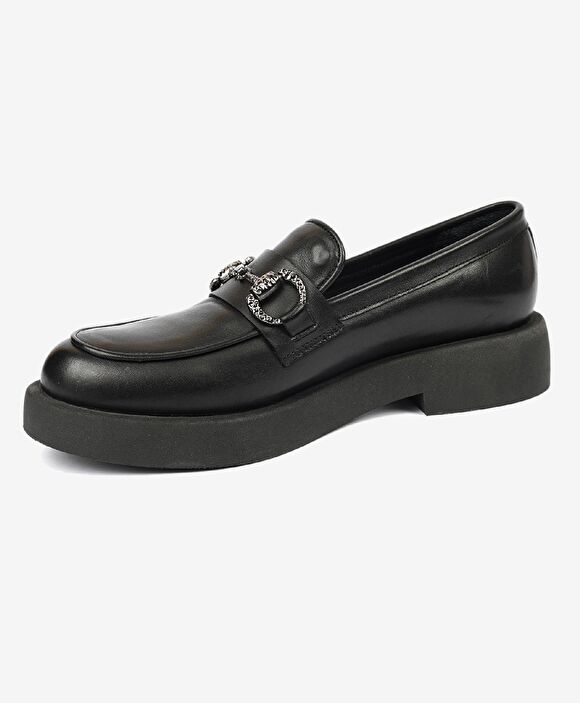 Kadın Siyah Hakiki Deri Termo Light Taban Loafer Ayakkabı