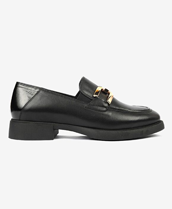 Kadın Siyah Hakiki Deri Loafer Ayakkabı