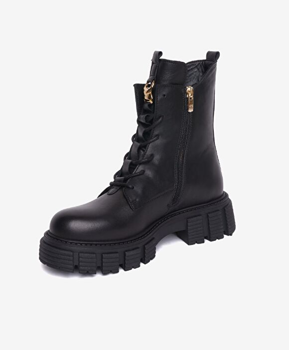 Kadın Ekru Hakiki Deri Termo Taban Military Bot