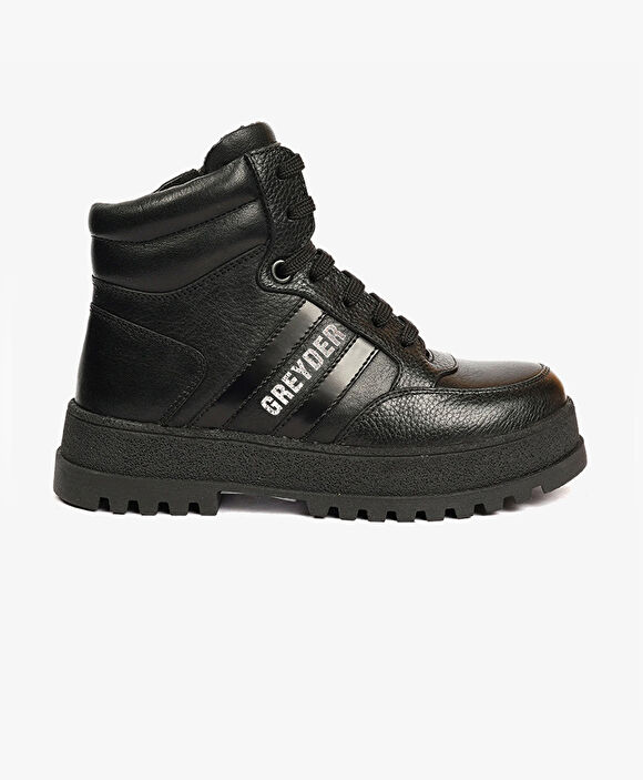 Erkek Çocuk Siyah Hakiki Deri Bot