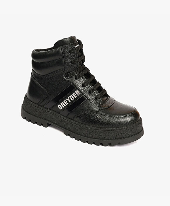 Erkek Çocuk Siyah Hakiki Deri Bot