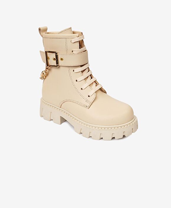 Kız Çocuk Bej Hakiki Deri Bot