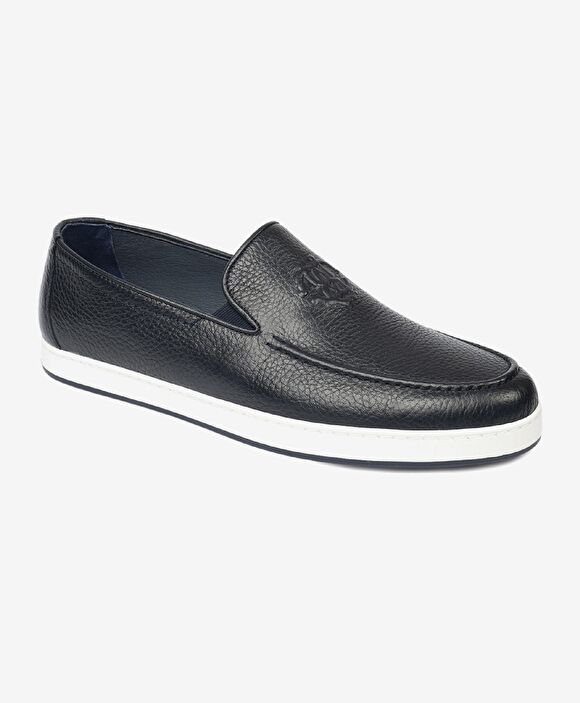 Erkek Lacivert Hakiki Deri Loafer Ayakkabı