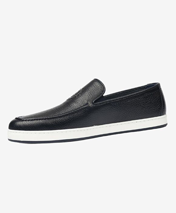 Erkek Lacivert Hakiki Deri Loafer Ayakkabı
