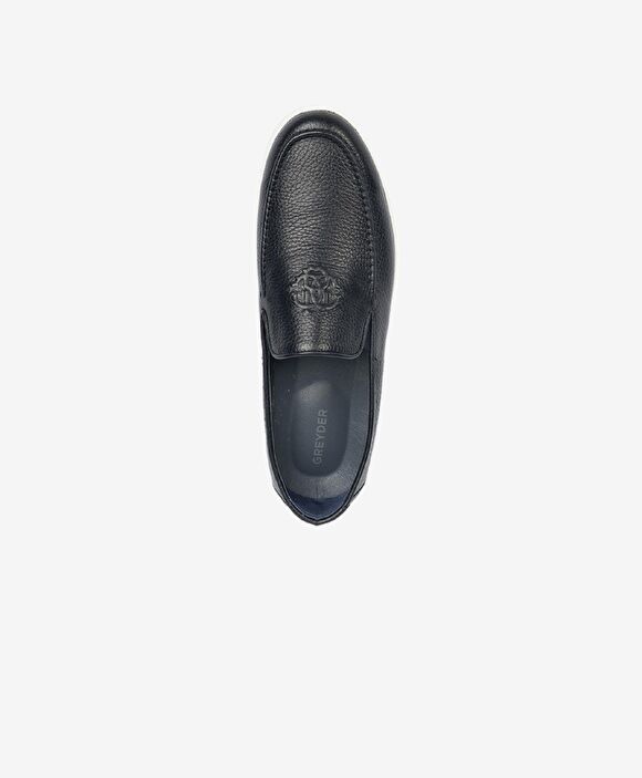 Erkek Lacivert Hakiki Deri Loafer Ayakkabı