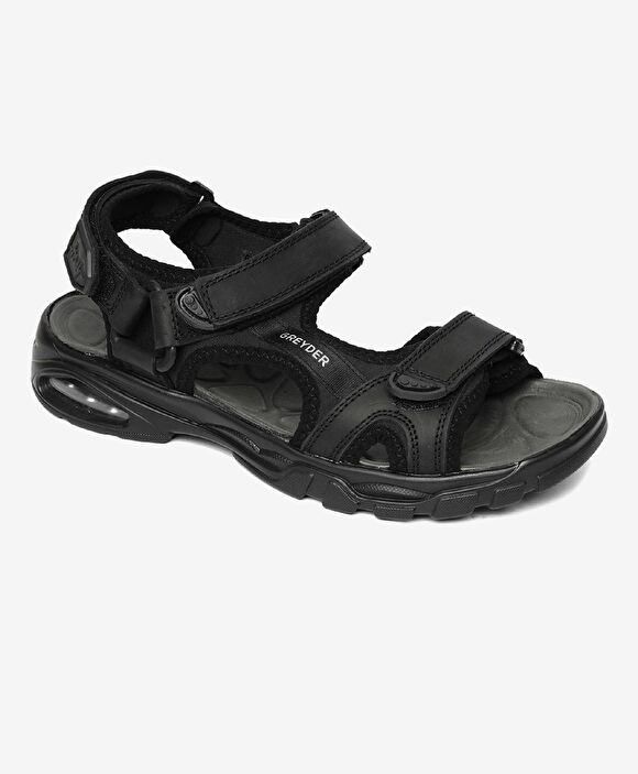Erkek Siyah Hakiki Deri Sandalet
