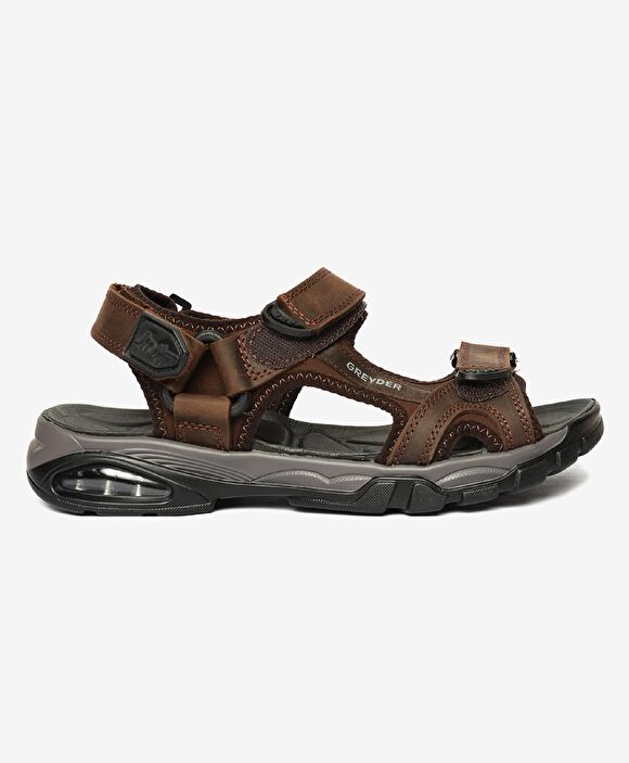 Erkek Kahverengi Hakiki Deri Sandalet