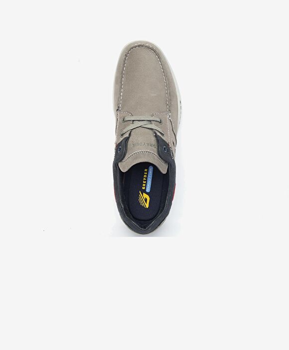 Erkek Gri Lacivert Hakiki Deri Marine Ayakkabı