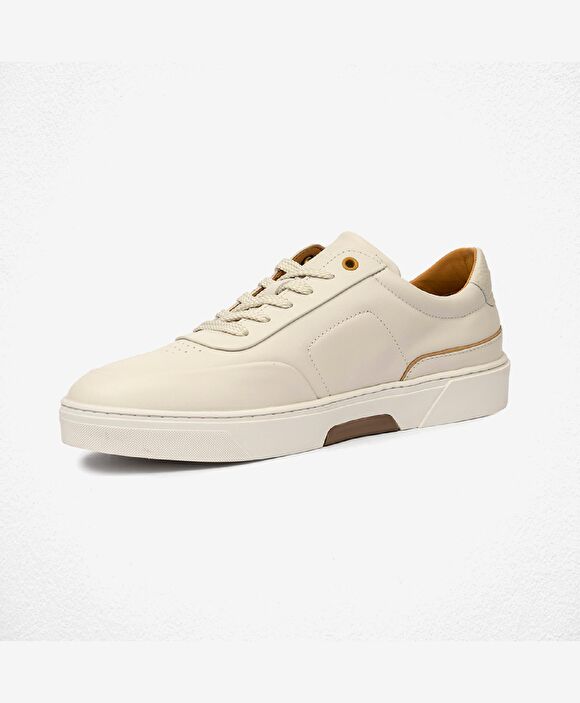 Erkek Kirli Beyaz Hakiki Deri Sneaker Ayakkabı