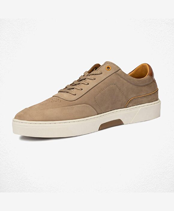 Erkek Vizon Hakiki Deri Sneaker Ayakkabı