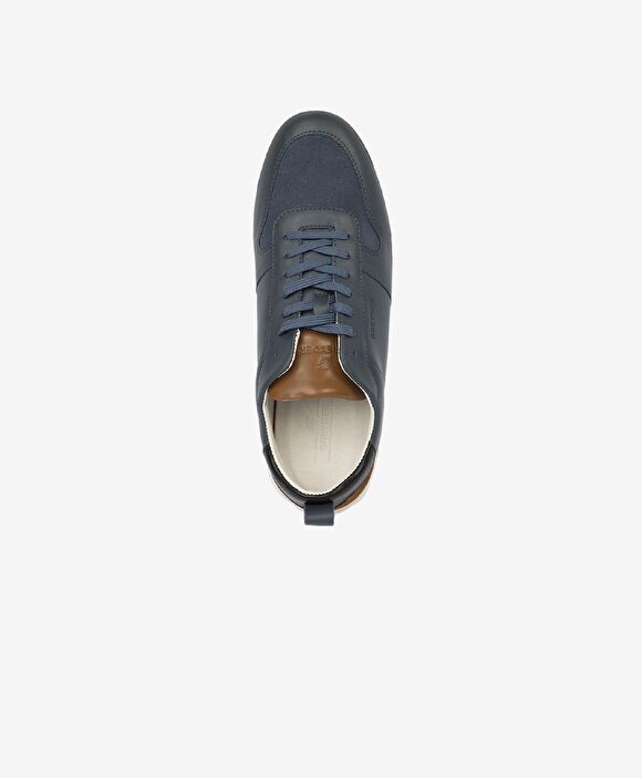 Erkek Lacivert Hakiki Deri Sneaker Ayakkabı