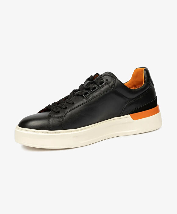 Erkek Siyah Hakiki Deri Sneaker Ayakkabı