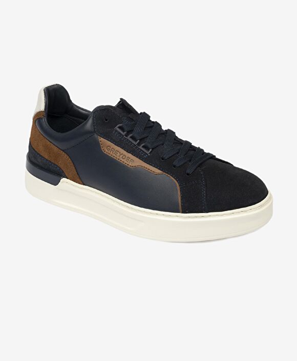 Erkek Açık Lacivert Hakiki Deri Sneaker Ayakkabı