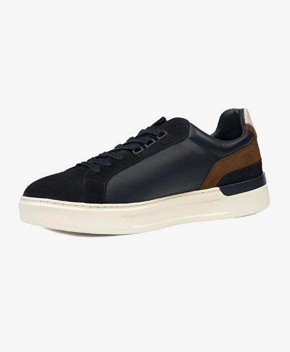 Erkek Açık Lacivert Hakiki Deri Sneaker Ayakkabı