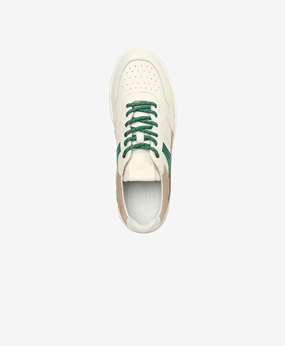 Erkek Beyaz Yeşil Hakiki Deri Sneaker Ayakkabı