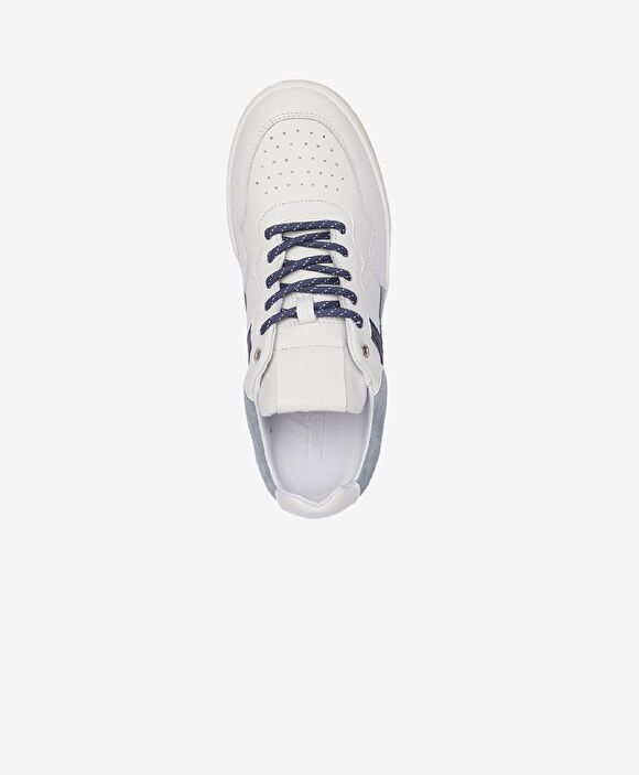 Erkek Beyaz Mavi Hakiki Deri Sneaker Ayakkabı