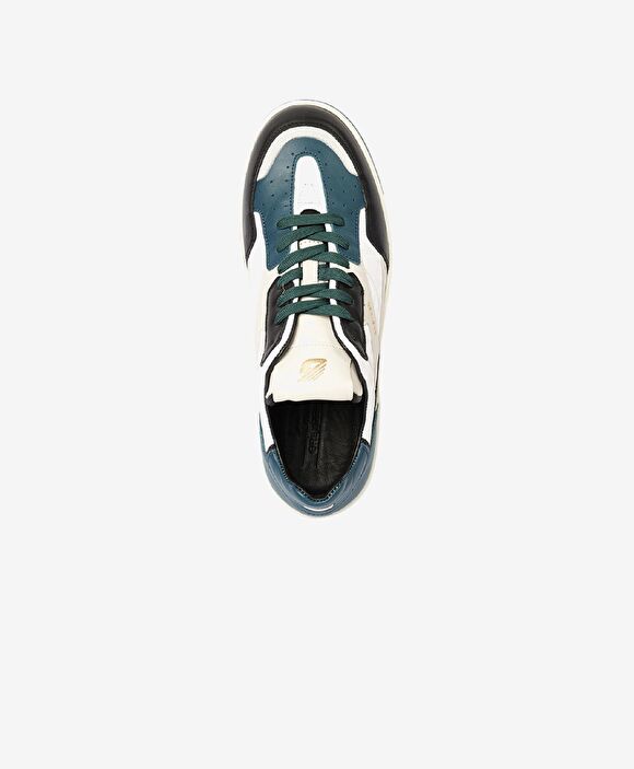 Erkek Siyah Beyaz Hakiki Deri Sneaker Ayakkabı
