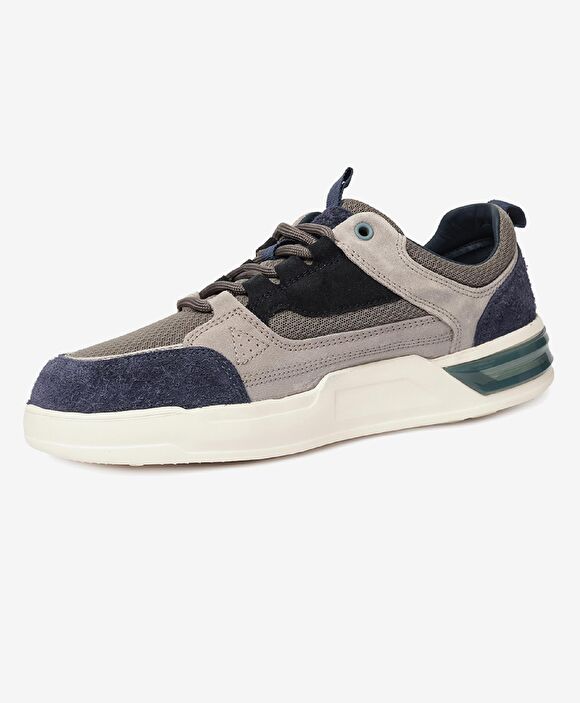 Erkek Lacivert Hakiki Deri Sneaker Ayakkabı