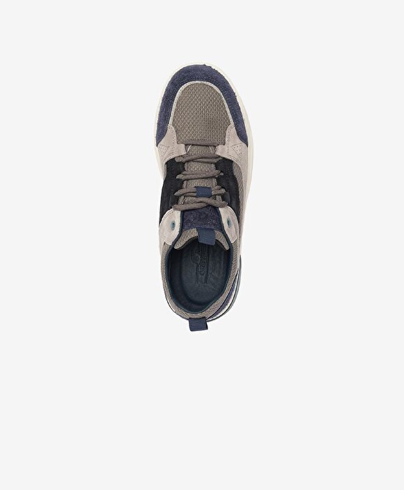 Erkek Lacivert Hakiki Deri Sneaker Ayakkabı