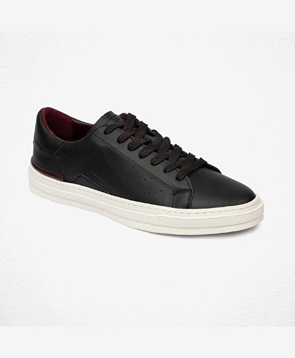 Erkek Siyah Hakiki Deri Sneaker Ayakkabı