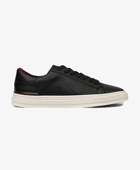 Erkek Siyah Hakiki Deri Sneaker Ayakkabı