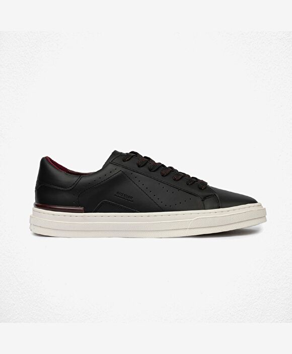 Erkek Siyah Hakiki Deri Sneaker Ayakkabı