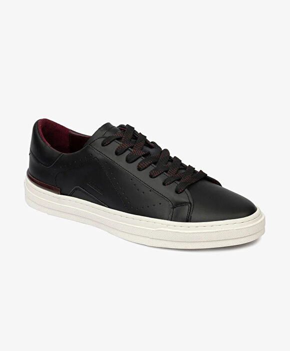 Erkek Siyah Hakiki Deri Sneaker Ayakkabı