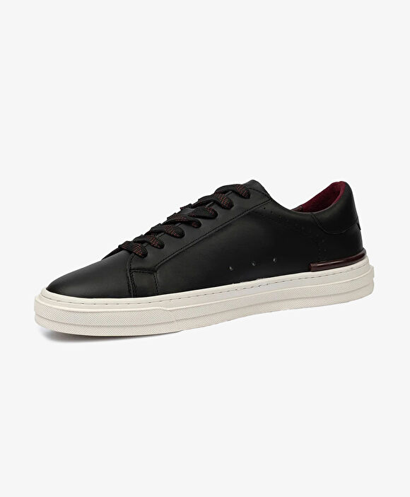 Erkek Siyah Hakiki Deri Sneaker Ayakkabı